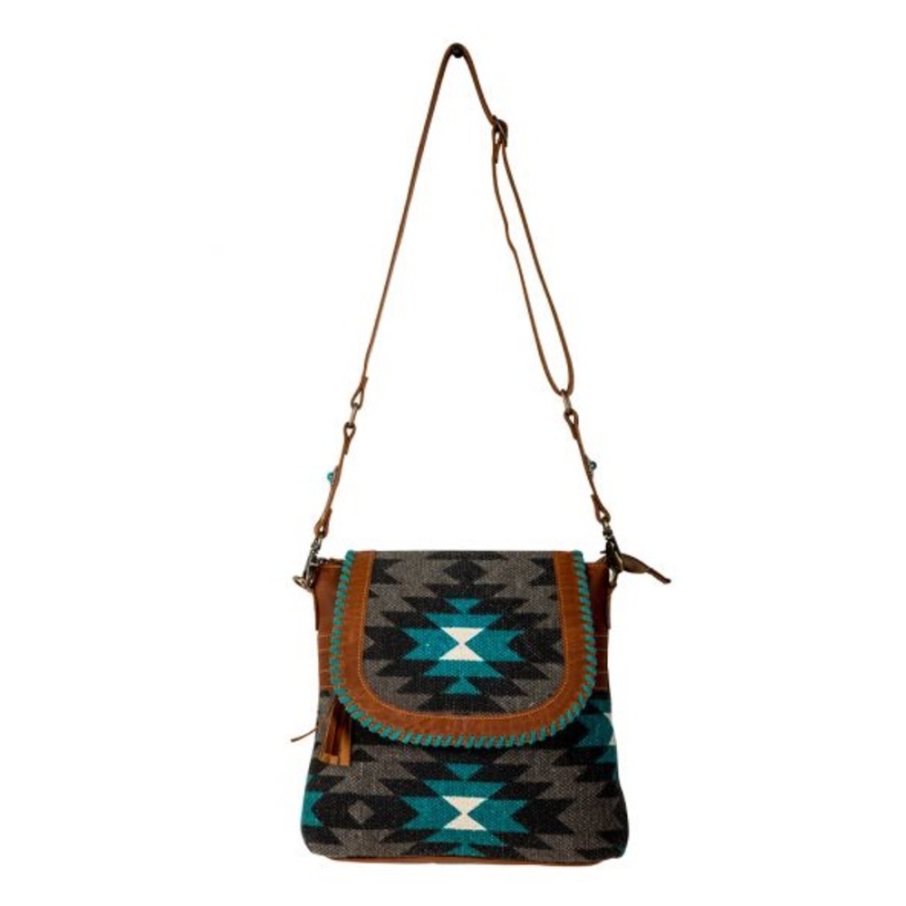 😍New Style Myra Bag Corset woven leather flap Rug canvas tribal new crossbody - Picture 5 of 10